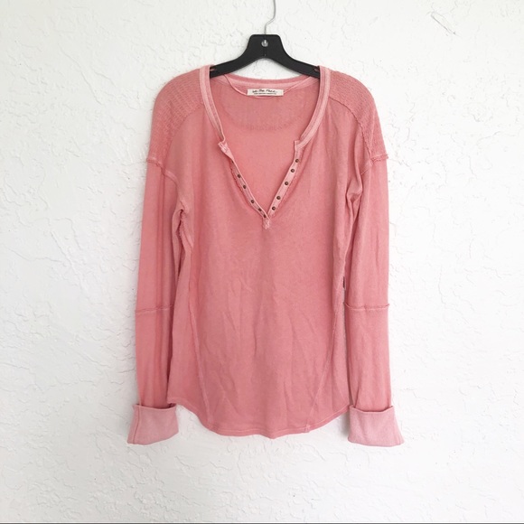 Free People Military Mix Henley Long Sleeve Top - Picture 5 of 9